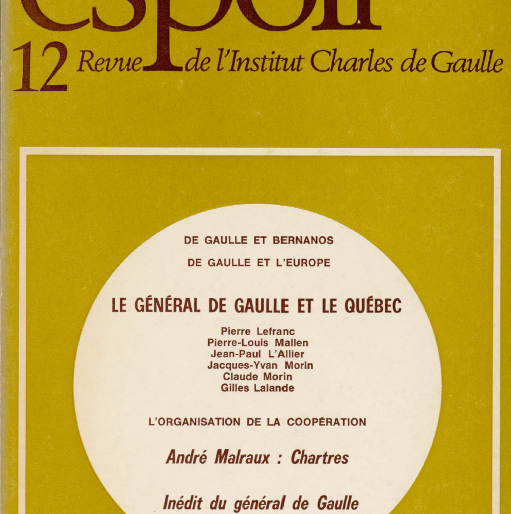 Revue Espoir n°12 – Le général de Gaulle et le Québec