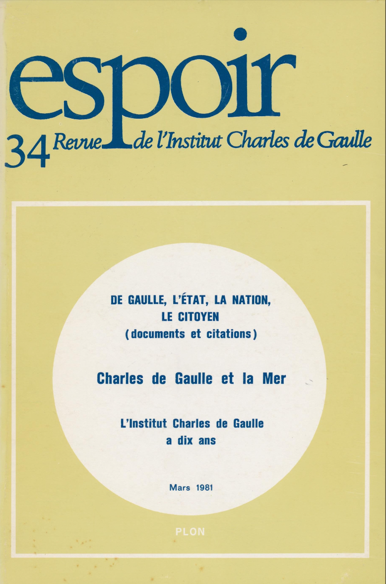 Revue Espoir n°34 – Charles de Gaulle et la Mer