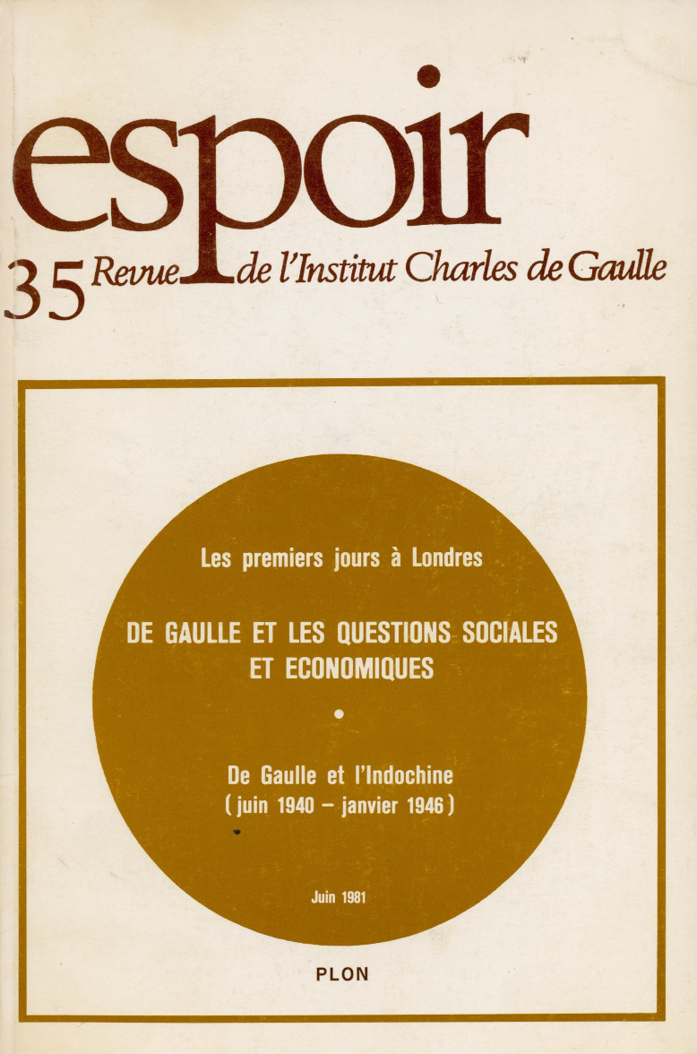 Revue Espoir n°35 – De Gaulle et les questions sociales et économiques